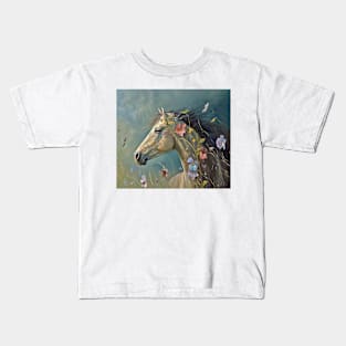 Horse in Flowers Kids T-Shirt